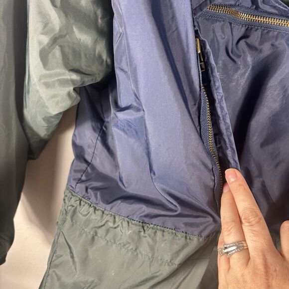 Vintage Mens 1/4 Zip Blue Green Pull Over Fleece Lined Wind Breaker Jacket Large - Picture 6 of 9